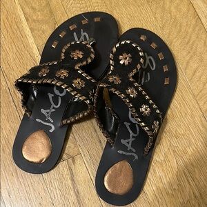 Black and Bronze Sandals